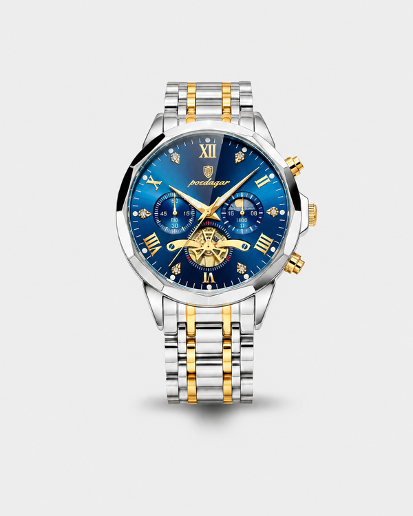 POEDAGAR Men's Waterproof Stainless Steel Chronograph Watch