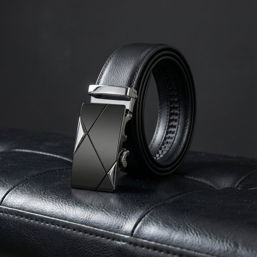 Men's Genuine Leather Belt – Automatic Ratchet Buckle