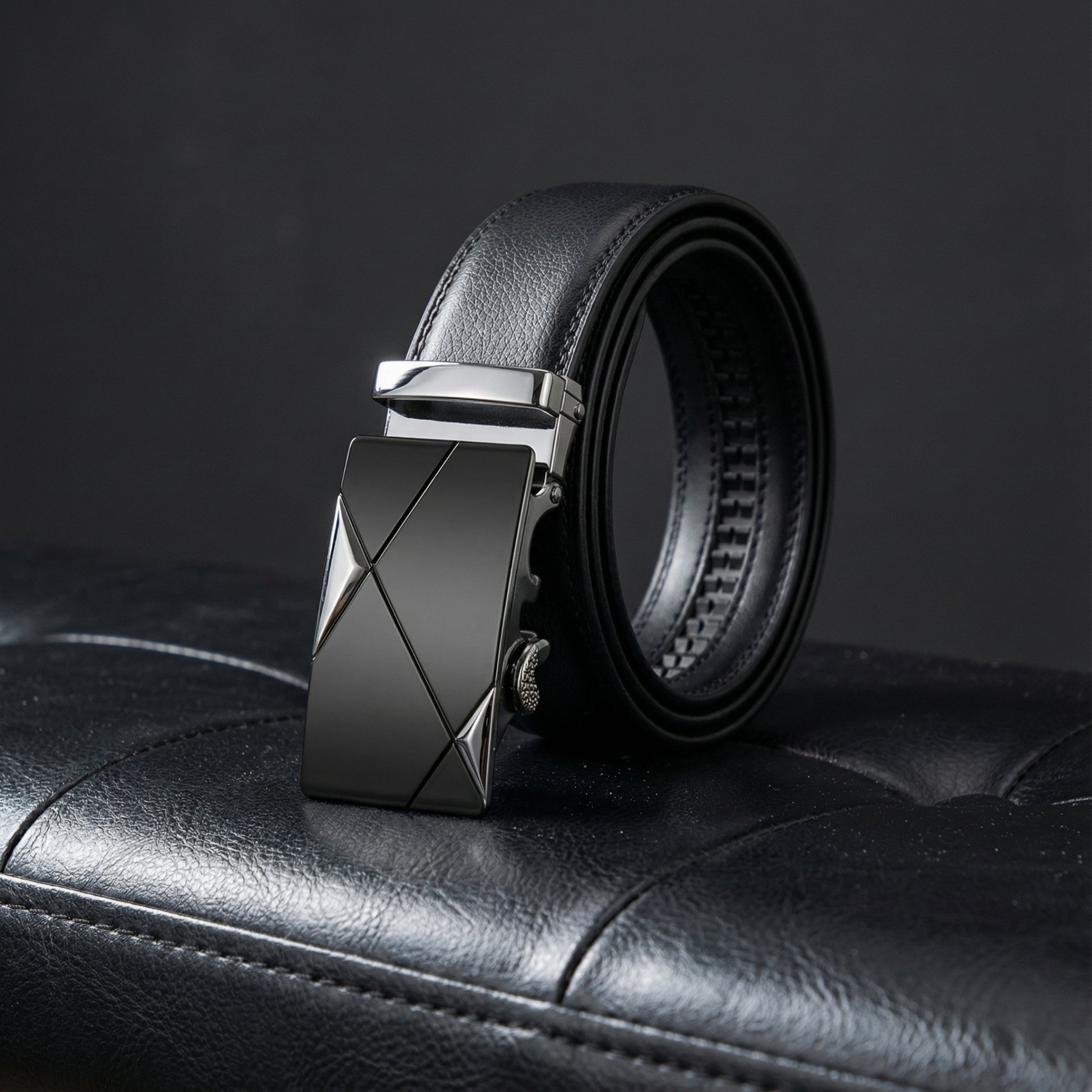 Men's Genuine Leather Belt – Automatic Ratchet Buckle