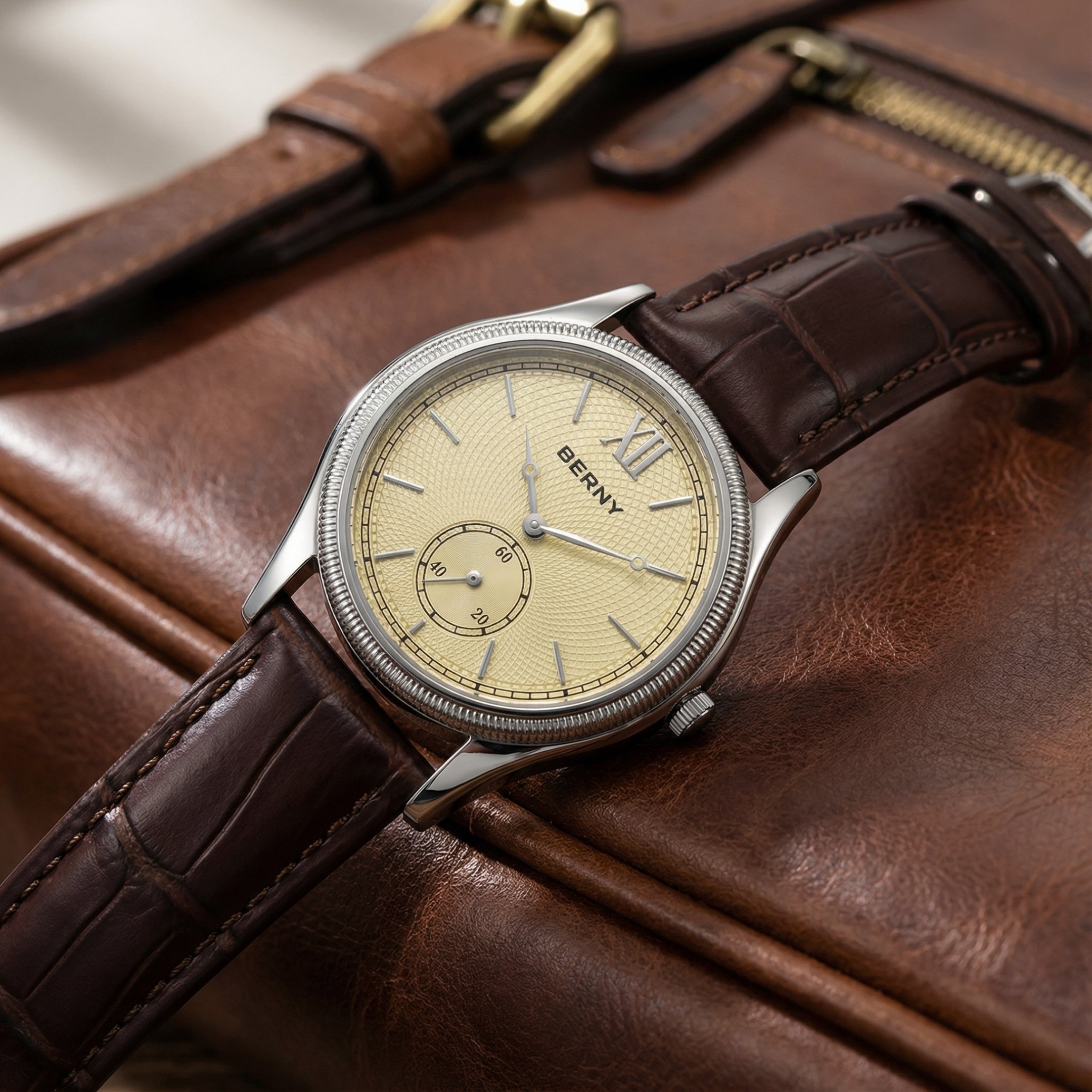 Vittorio Slim Dress Watch For Men – Classic 36mm Quartz with Leather Strap