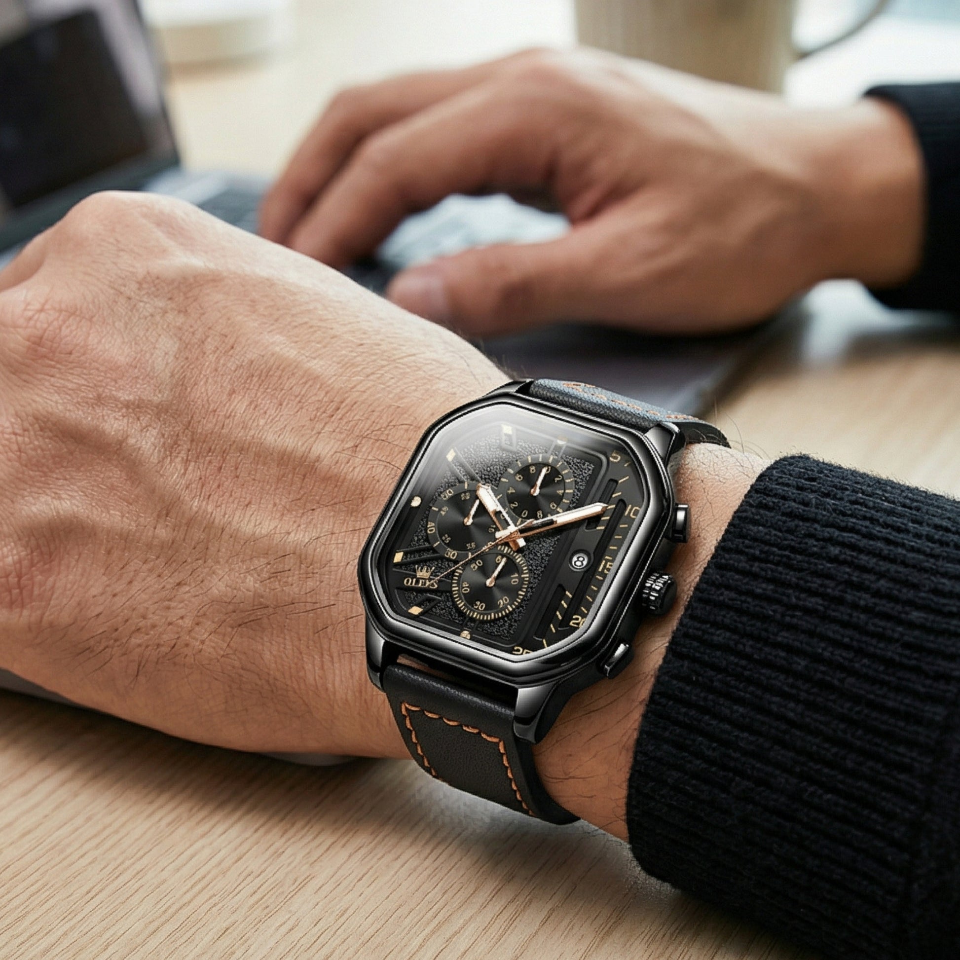 OLEVS Men's Square Chronograph Watch