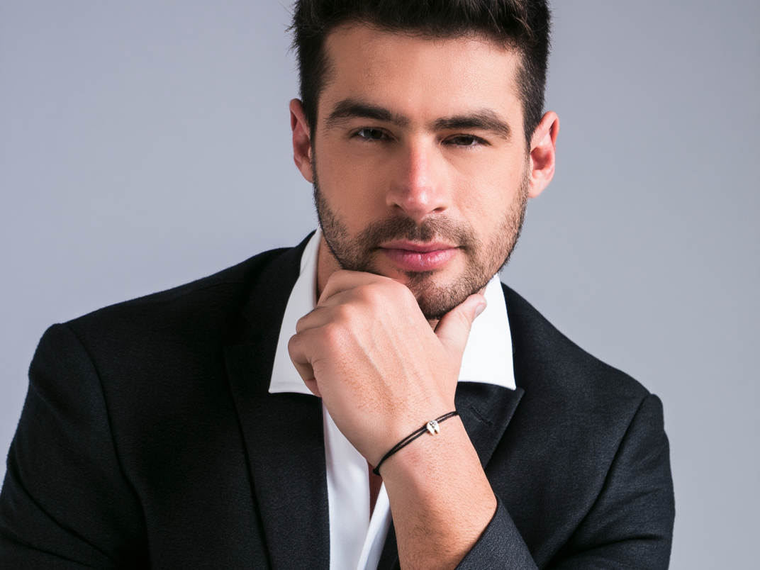 Liora Minimalist Black Cord Bracelet for Men - Simple Adjustable Rope Jewellery