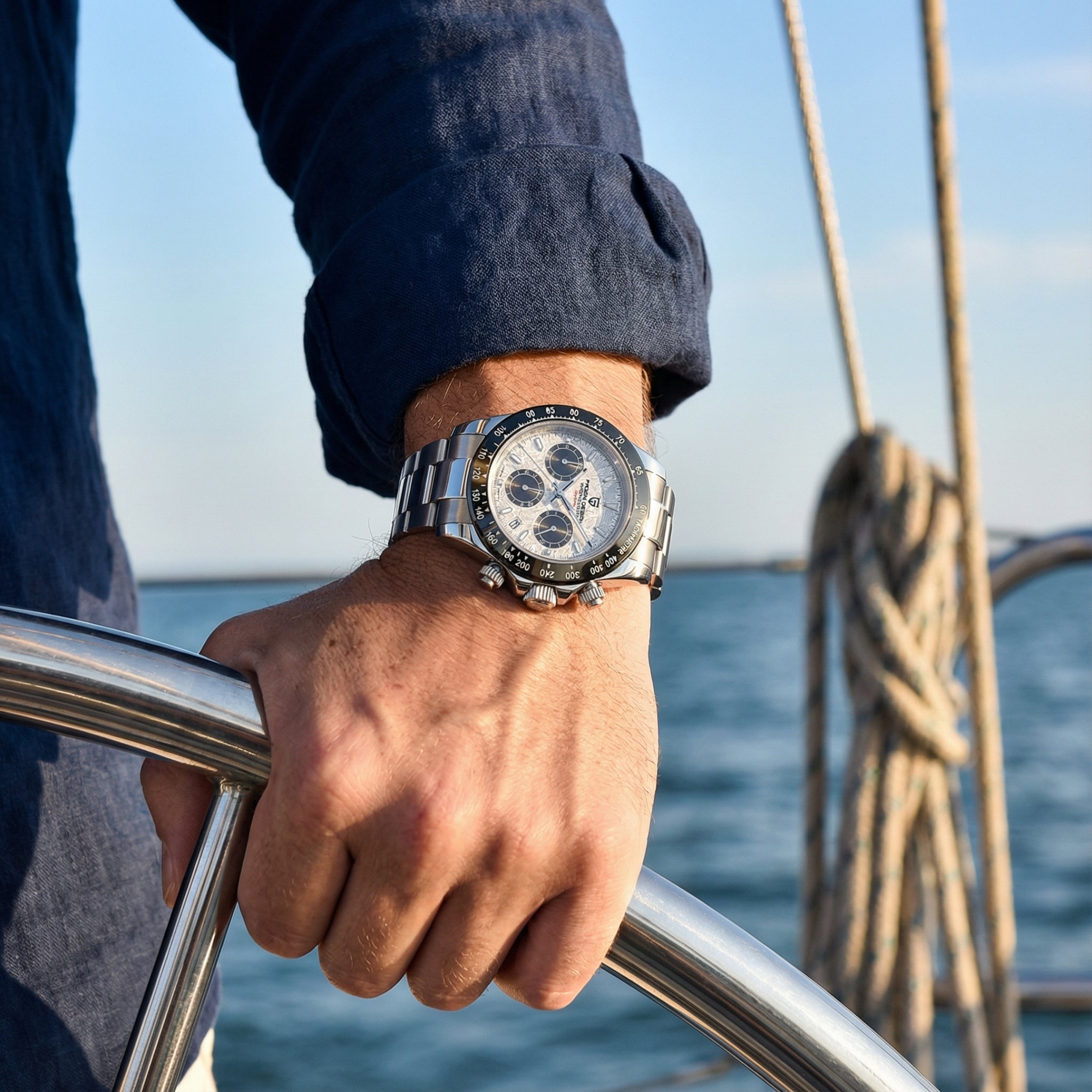 POEDAGAR Men's Chronograph Watch Waterproof Steel