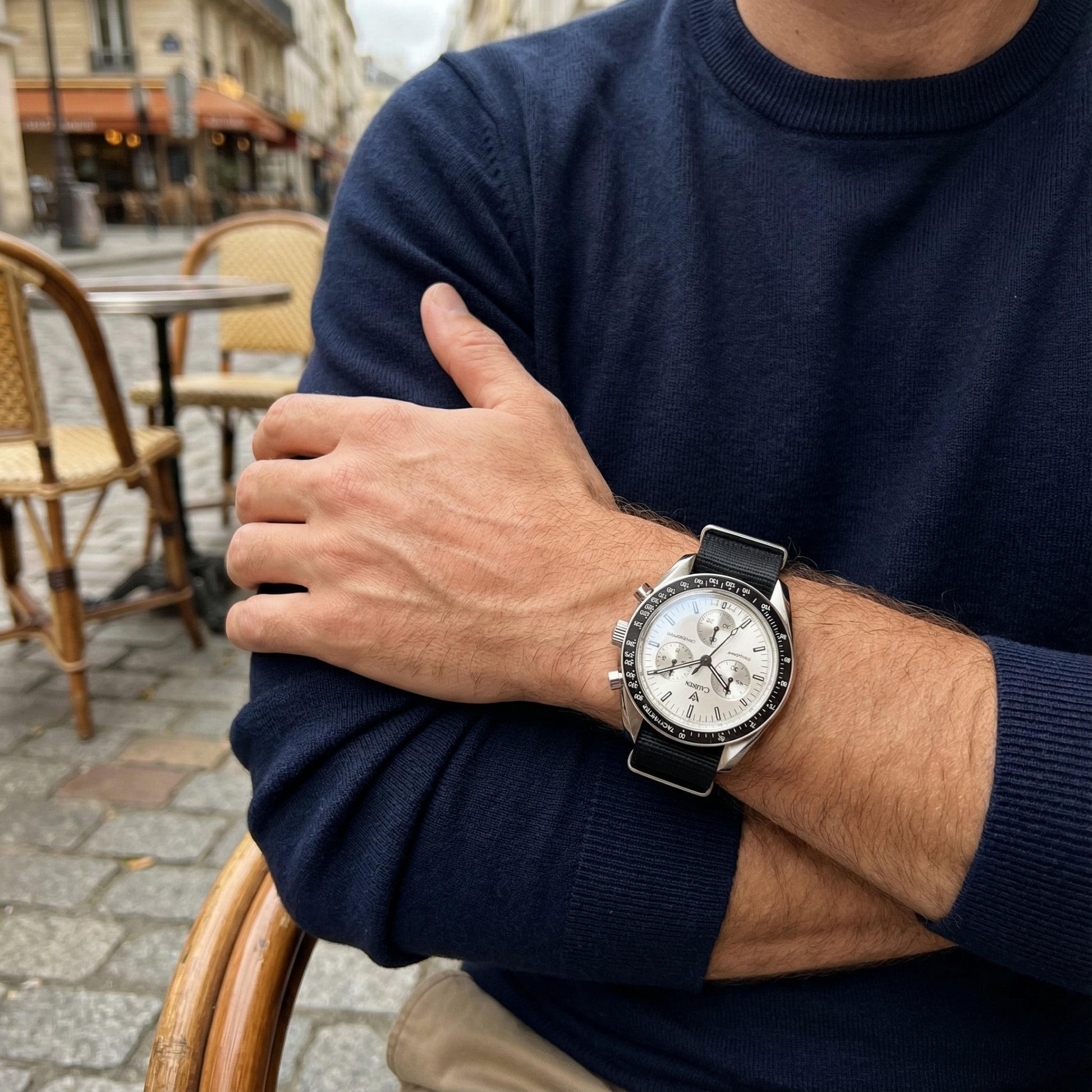 CADISEN Men's Sapphire Chronograph Watch Canvas