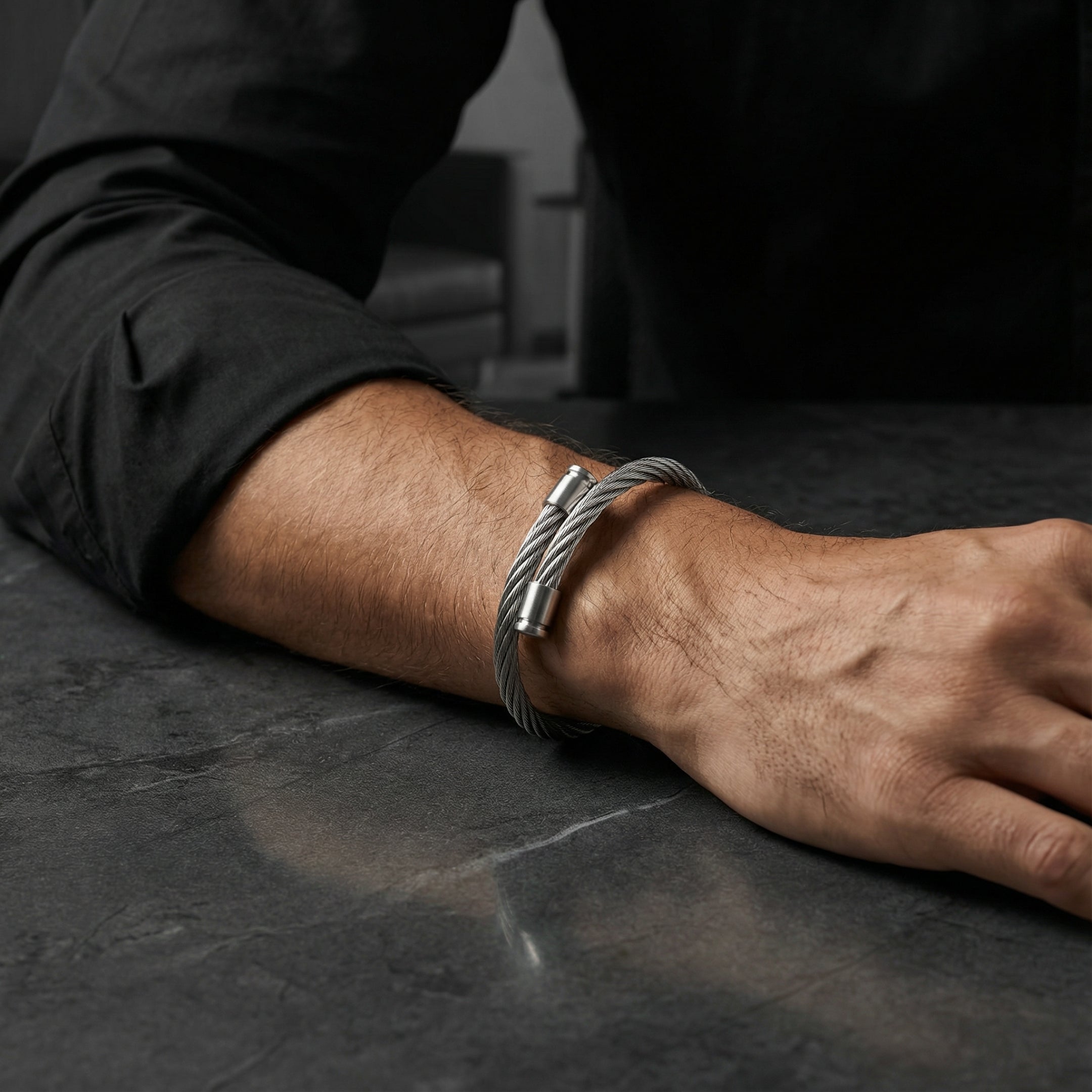 Men's Stainless Steel Braided Cuff Bracelet