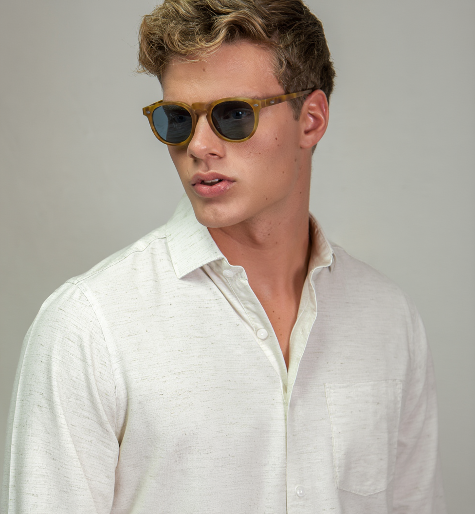 Mahomes Classic Round Polarised Sunglasses - Gold Metal Frame for Men