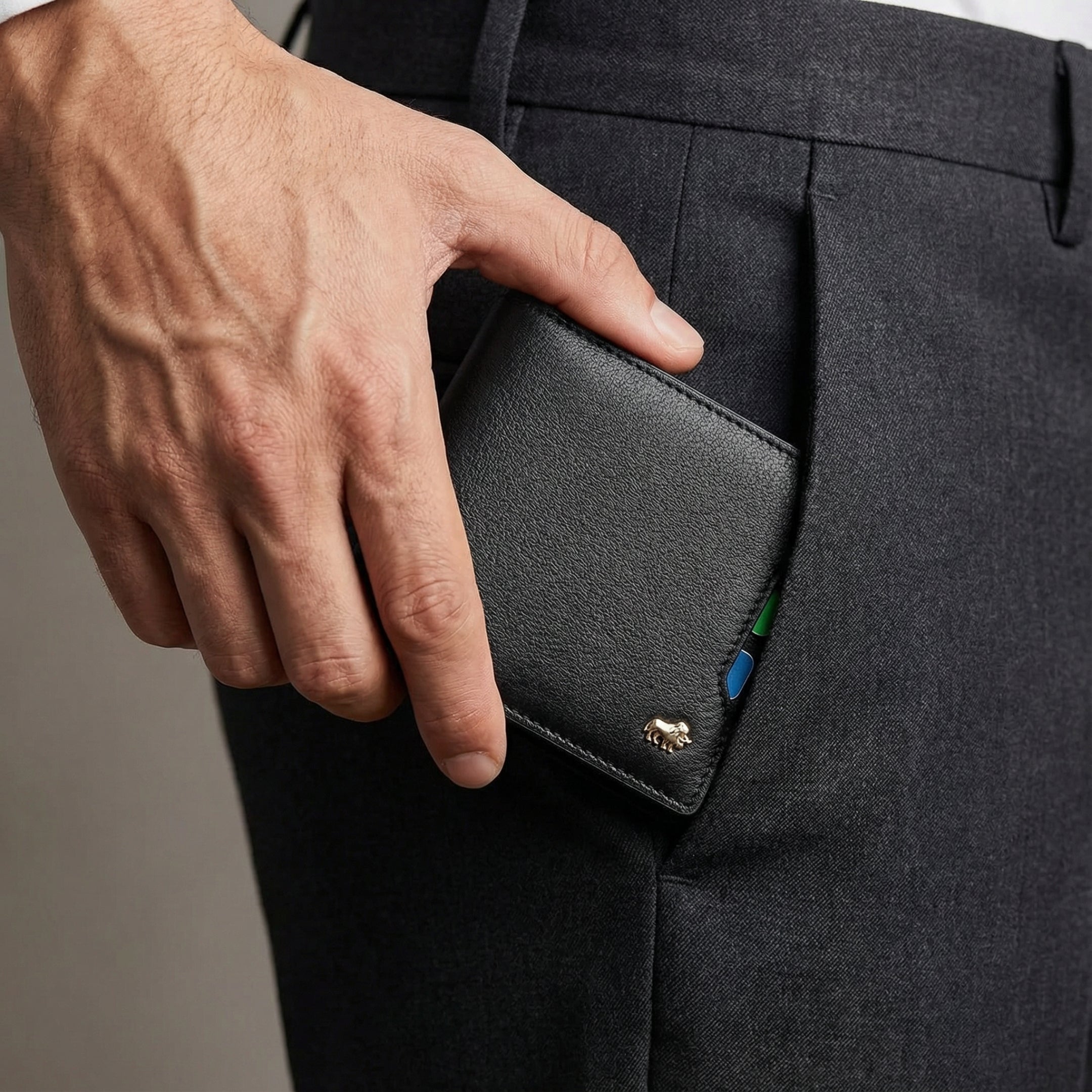 Carteira de Couro Masculina com Proteção RFID – Preta com Múltiplos Compartimentos para Cartões
