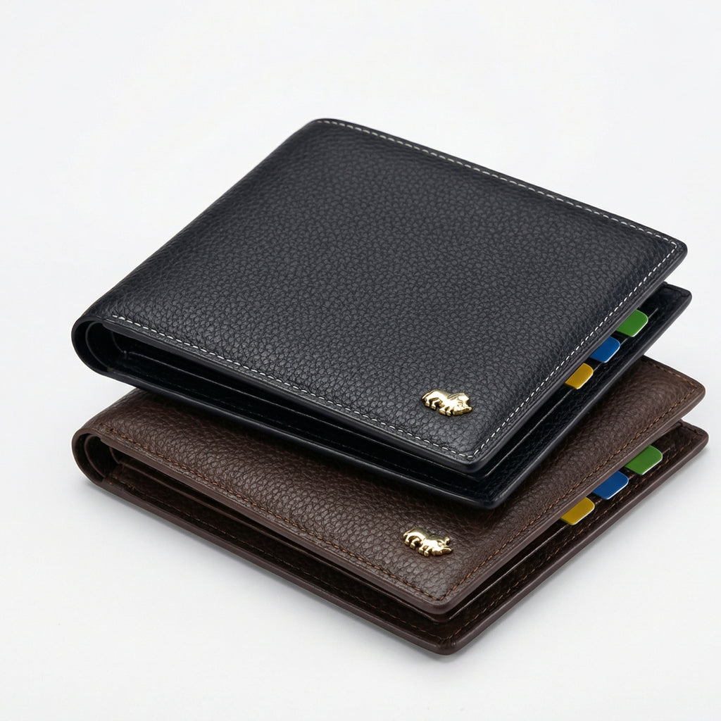 Carteira de Couro Masculina com Proteção RFID – Preta com Múltiplos Compartimentos para Cartões