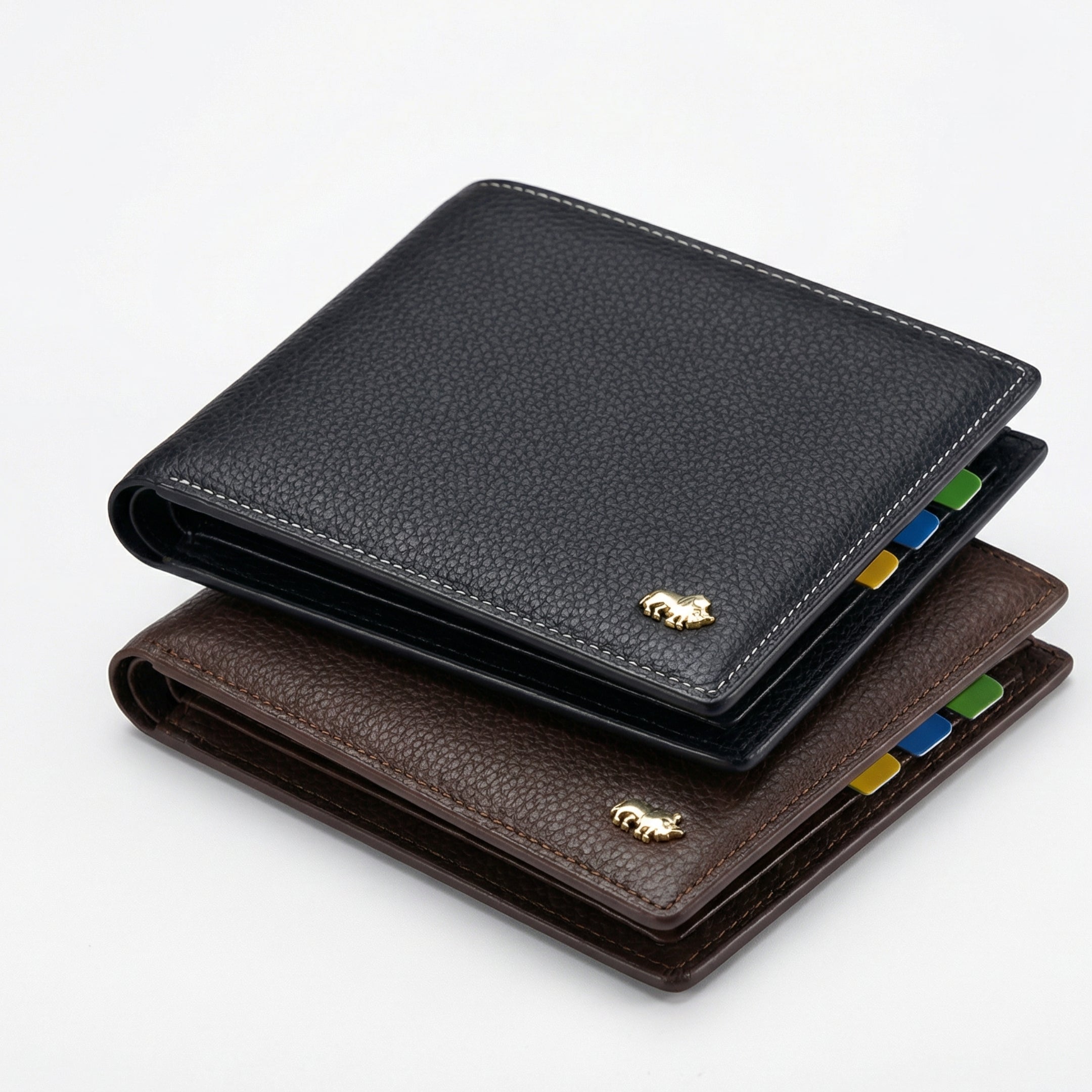 Carteira de Couro Masculina com Proteção RFID – Preta com Múltiplos Compartimentos para Cartões