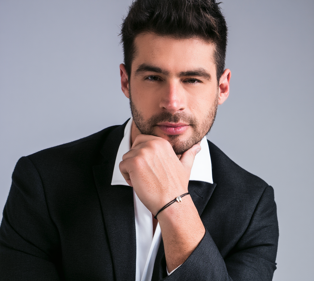 Liora Minimalist Black Cord Bracelet for Men - Simple Adjustable Rope Jewellery