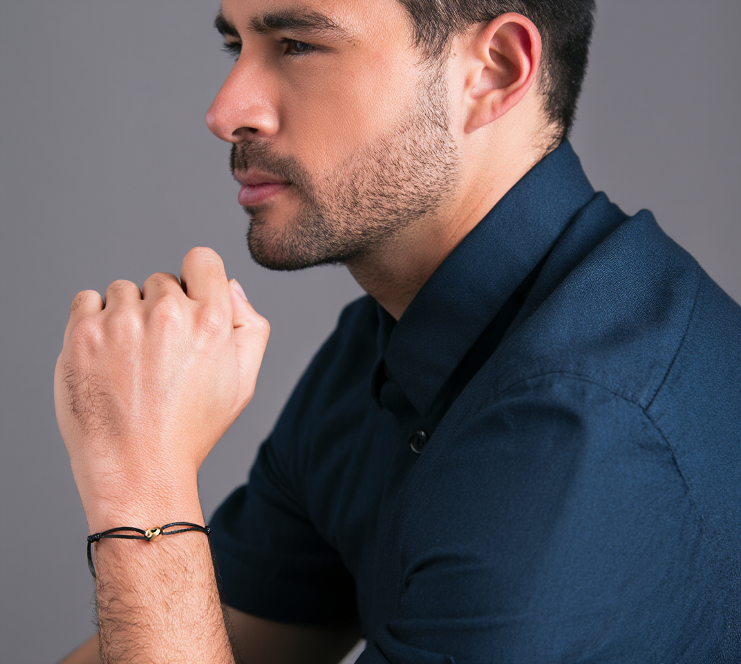 Liora Minimalist Black Cord Bracelet for Men - Simple Adjustable Rope Jewellery