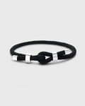 Men's Elegant Black Rope Bracelet – Silver Details