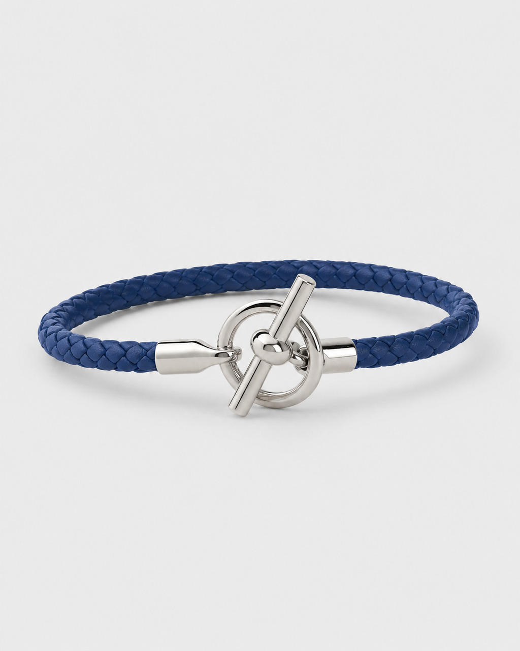 Stylish Blue Braided Men's Bracelet – Silver T-Bar Clasp