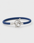 Stylish Blue Braided Men's Bracelet – Silver T-Bar Clasp