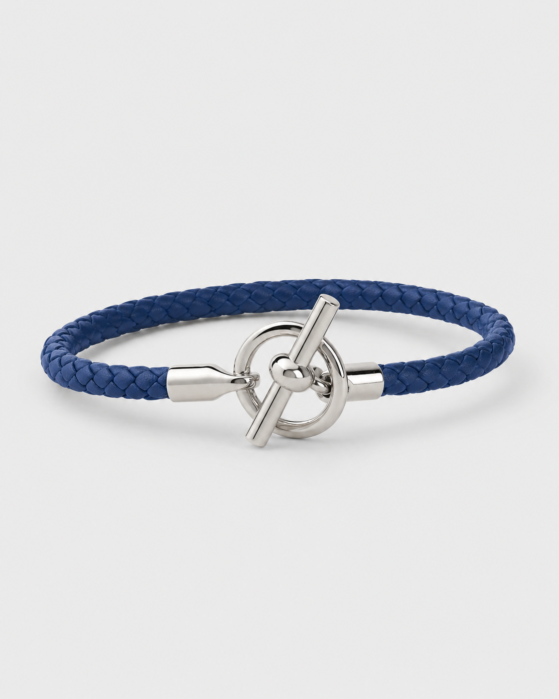 Stylish Blue Braided Men's Bracelet – Silver T-Bar Clasp