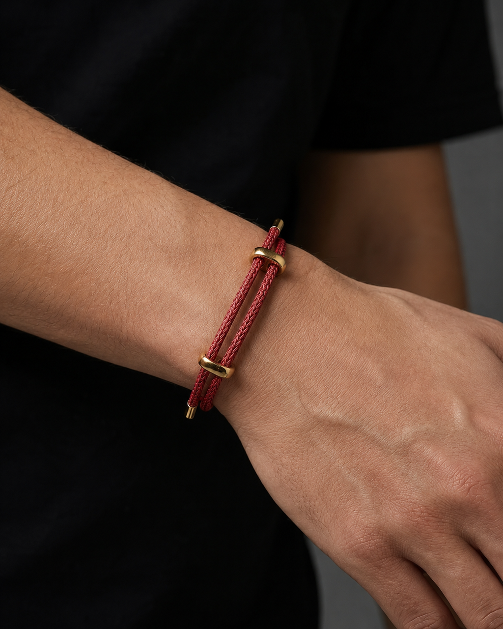 Pulseira de Corda Vénir Masculina – Design Vermelho Ajustável