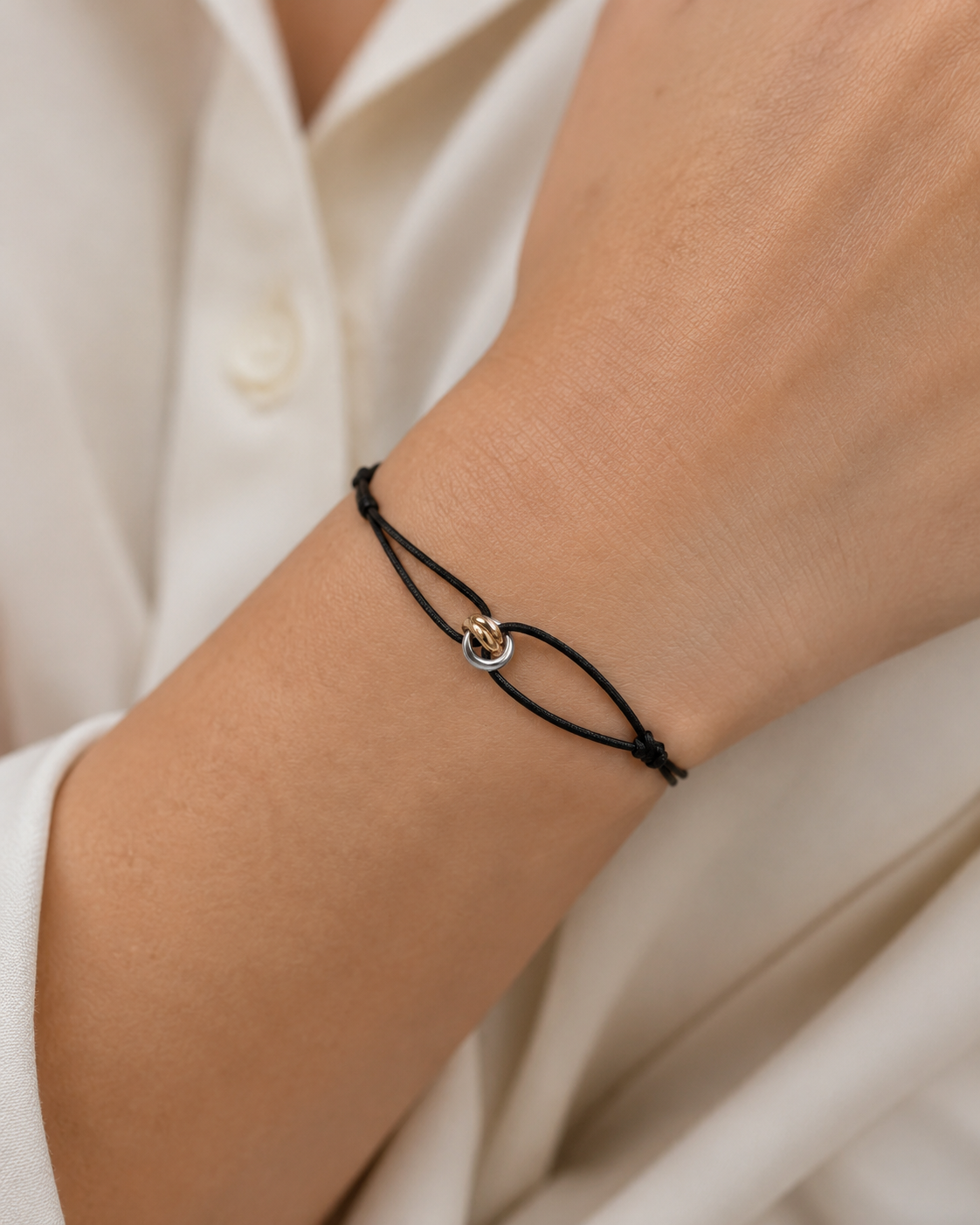 Pulseira Preta Liora para Homem – Corda Ajustável