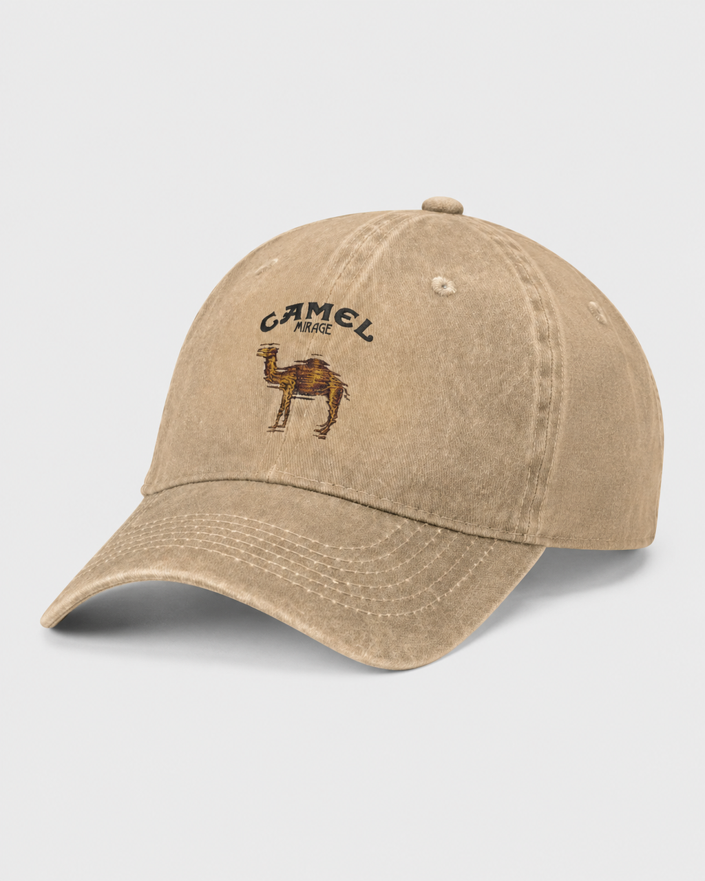 Boné Trucker Camel Desbotado Estilo Vintage
