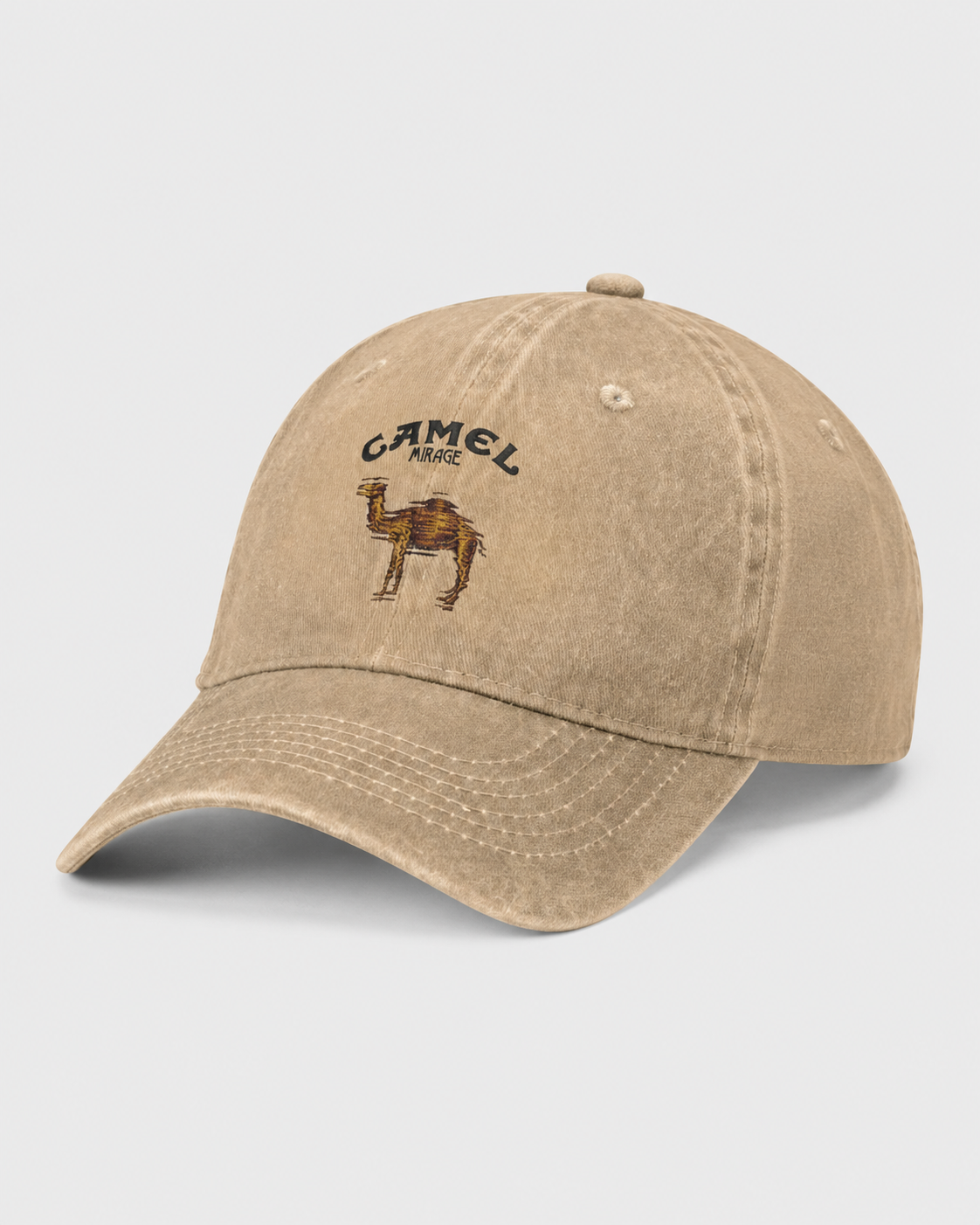 Boné Trucker Camel Desbotado Estilo Vintage