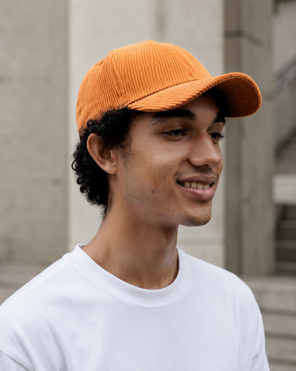 Boné de Beisebol Unissex de Veludo Cotelê com Fecho Snapback