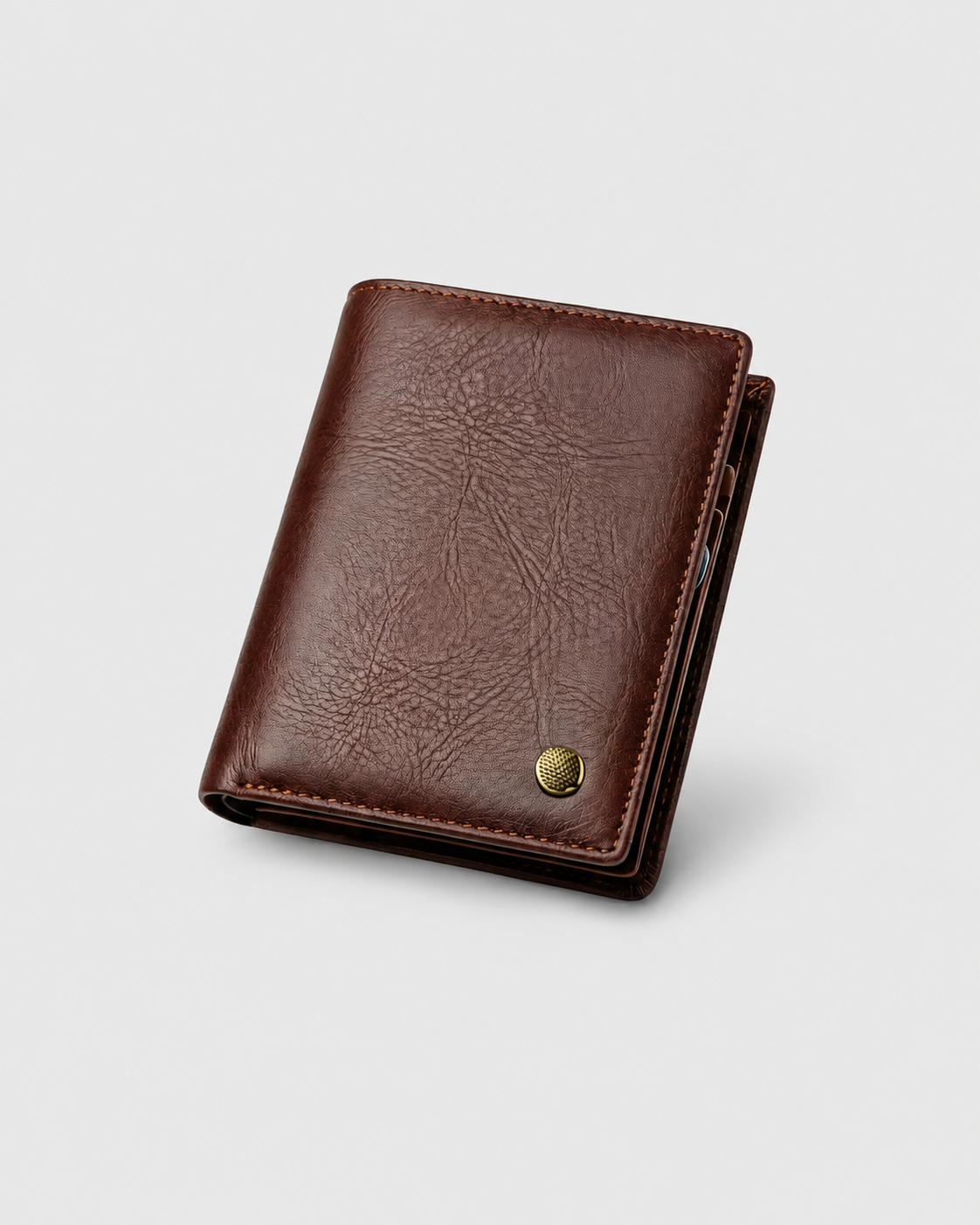 Carteira de Couro Premium Masculina – Dobra Clássica Marrom