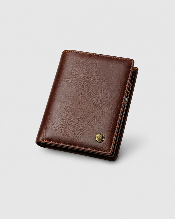 Carteira de Couro Premium Masculina – Dobra Clássica Marrom
