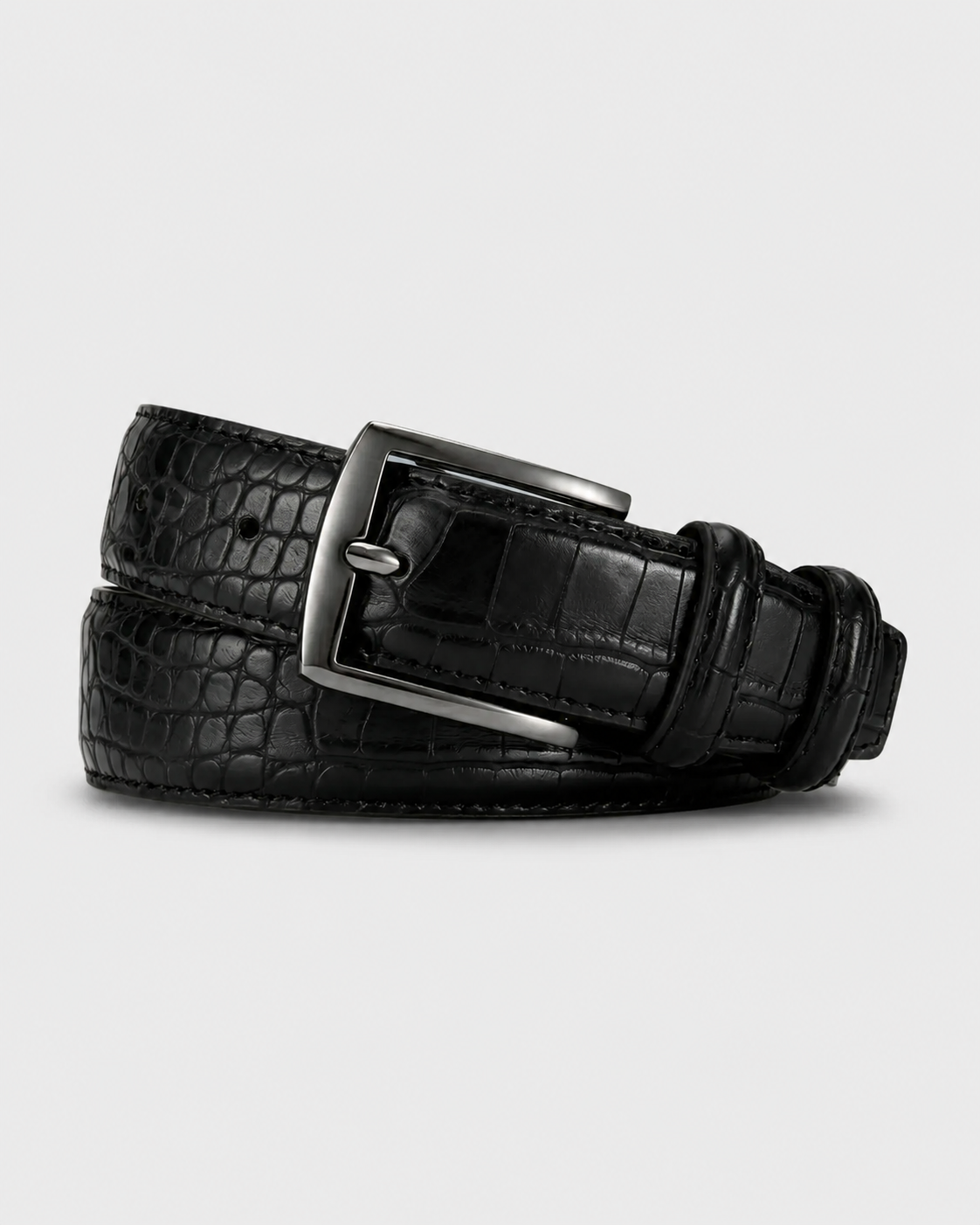 DOOPAI Men's Leather Belt with Crocodile Print - Stylish and Durable