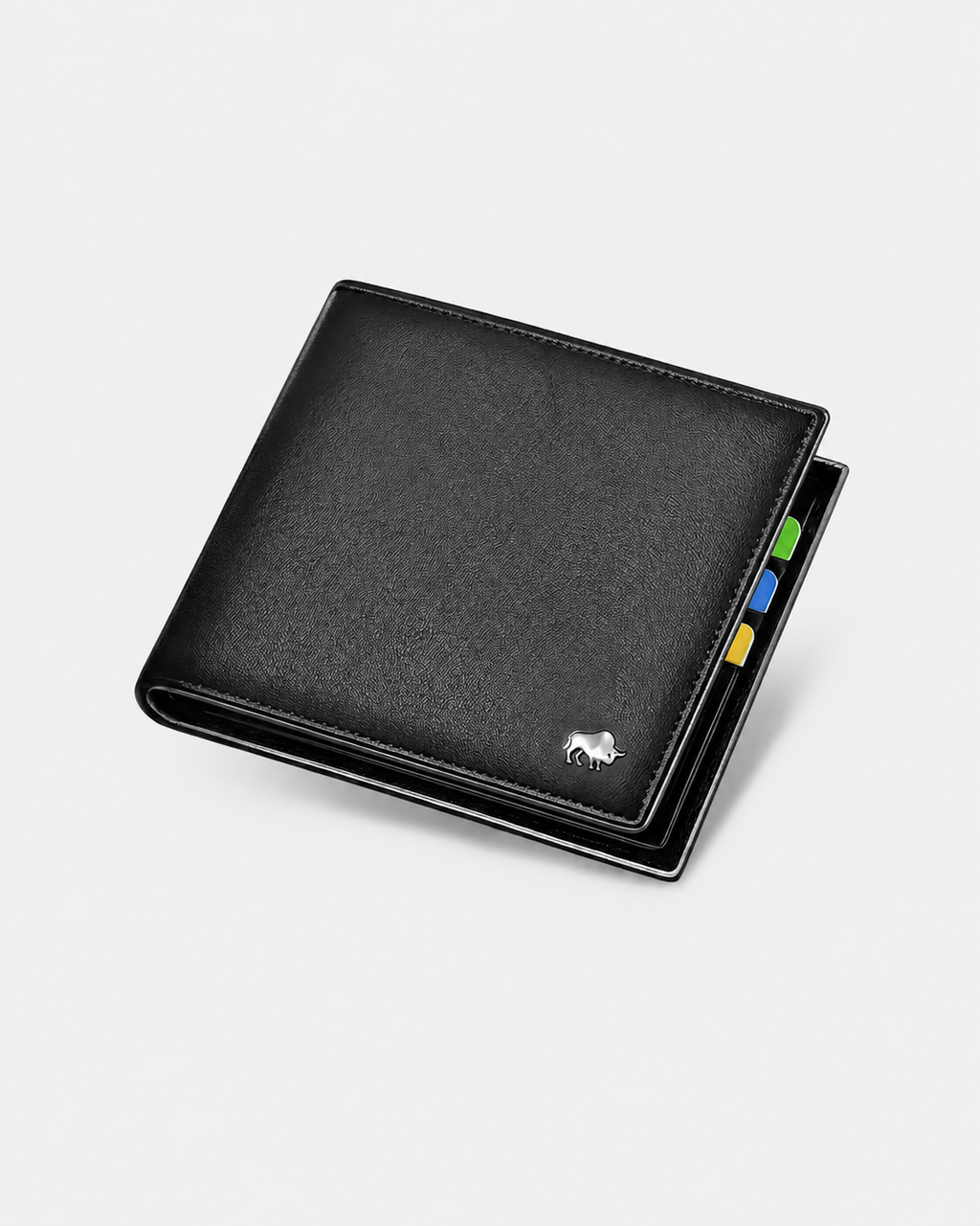 Carteira de Couro Masculina com Proteção RFID – Preta com Múltiplos Compartimentos para Cartões