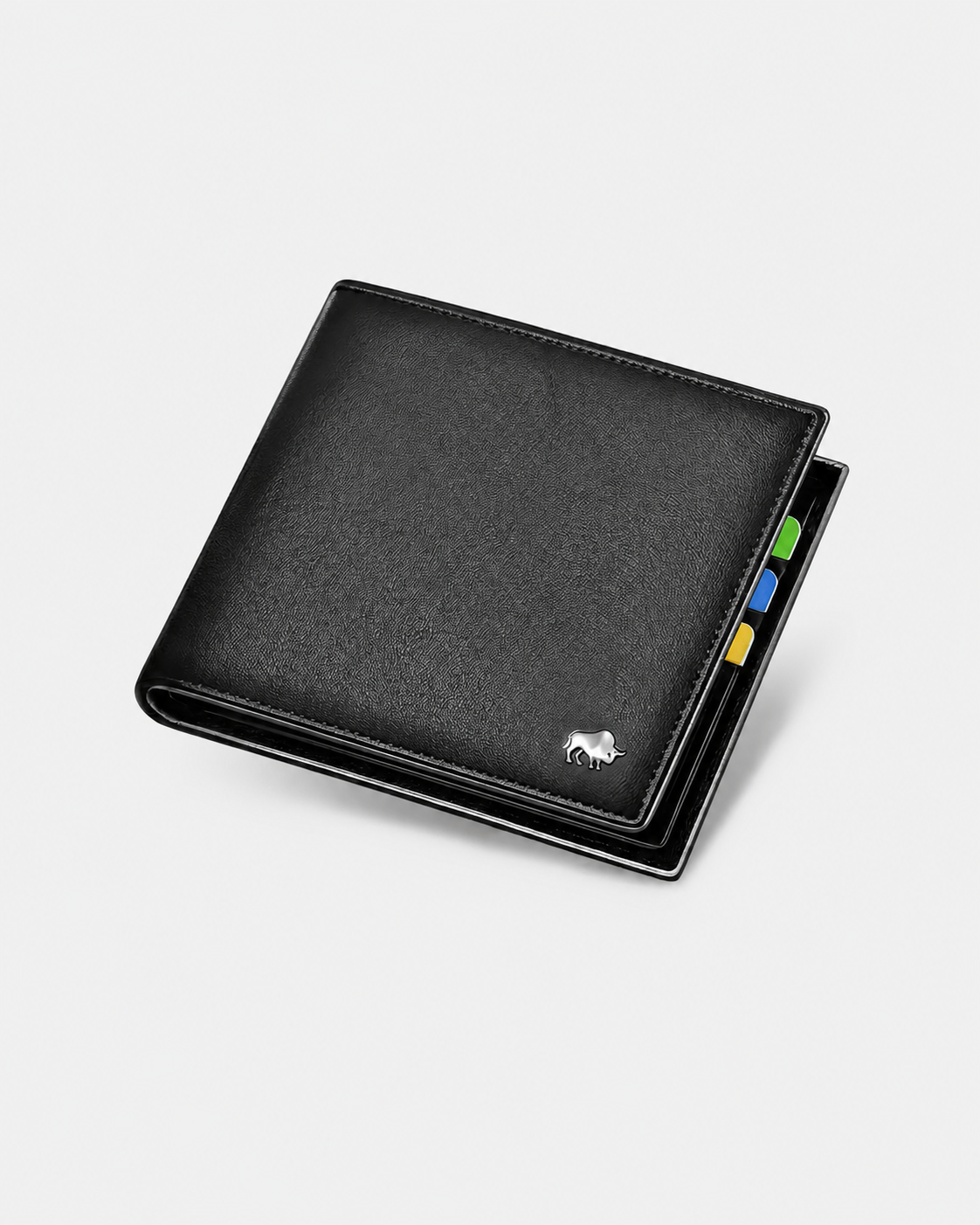 Carteira de Couro Masculina com Proteção RFID – Preta com Múltiplos Compartimentos para Cartões
