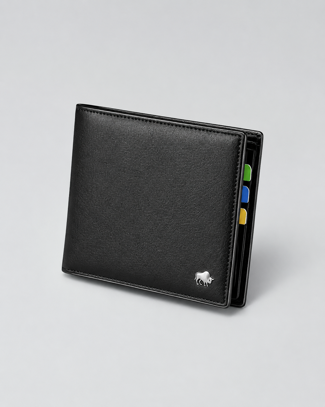 Carteira de Couro Masculina com Proteção RFID – Preta com Múltiplos Compartimentos para Cartões