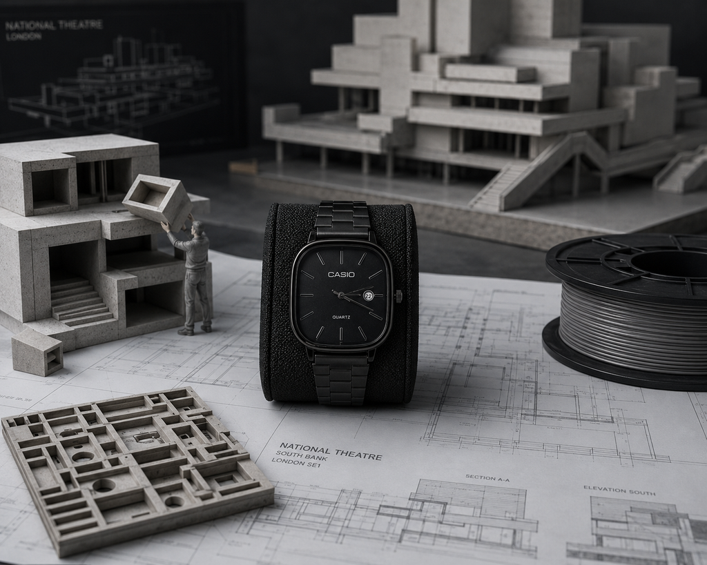 Casio Quartz Caixa Quadrada – Pulseira de Aço.