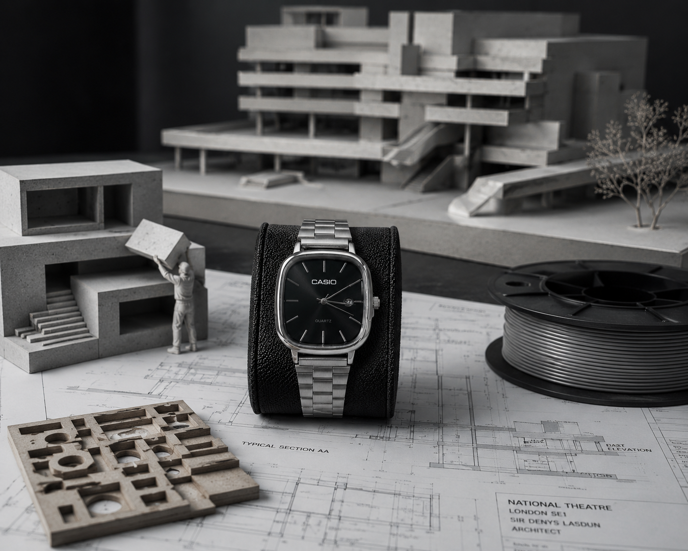 Casio Quartz Caixa Quadrada – Pulseira de Aço.