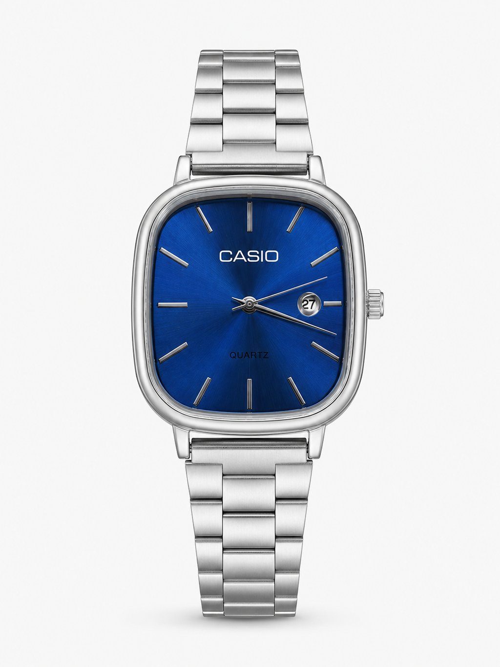 Casio Quartz Caixa Quadrada – Pulseira de Aço.