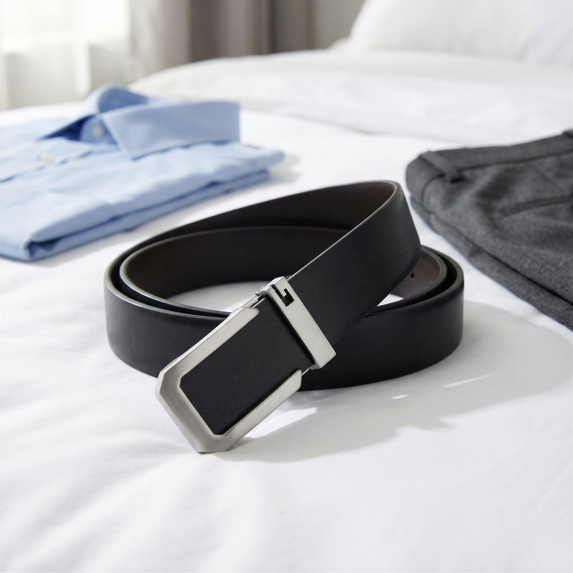 Sleek Adjustable Leather Belt – Modern and Stylish