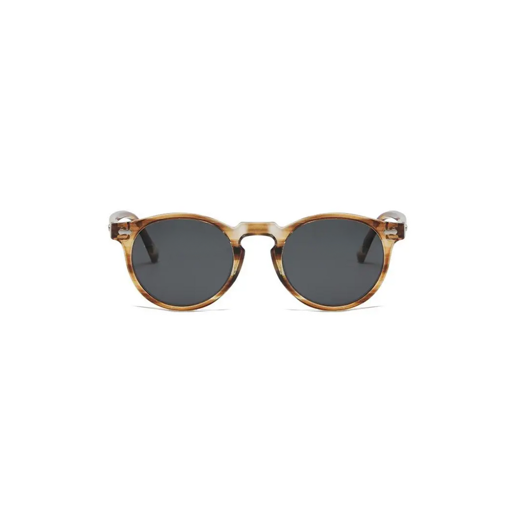 Mahomes Classic Round Polarised Sunglasses - Gold Metal Frame for Men