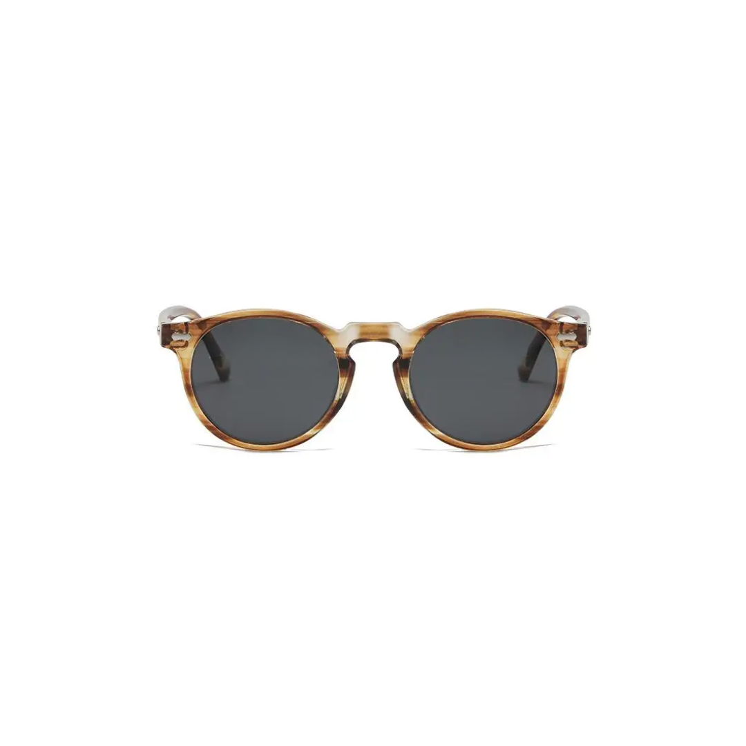 Mahomes Classic Round Polarised Sunglasses - Gold Metal Frame for Men