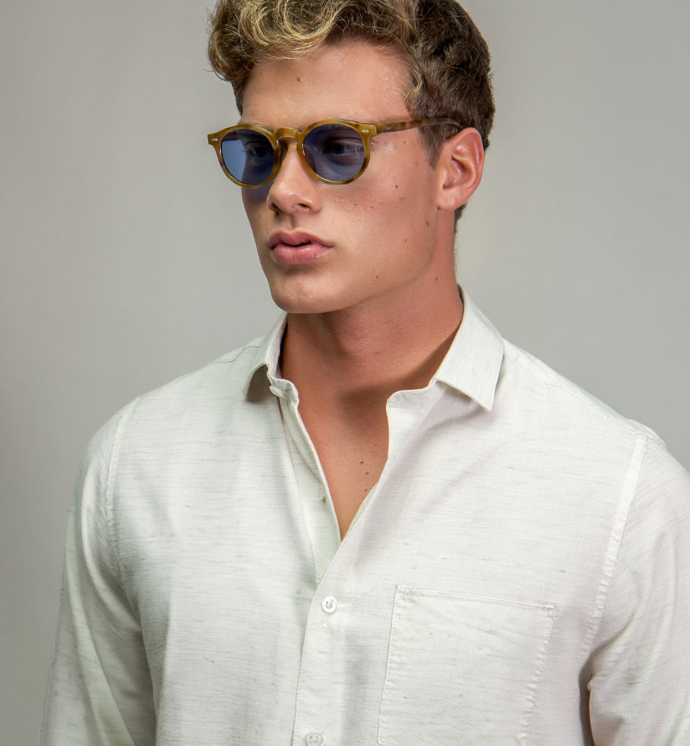 Mahomes Classic Round Polarised Sunglasses - Gold Metal Frame for Men