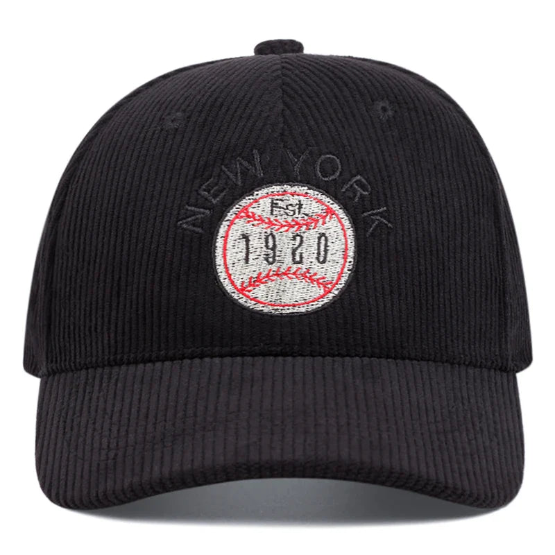 Vintage 1920 Retro Style Corduroy Baseball Cap for Men - Cream Colour Dad Hat
