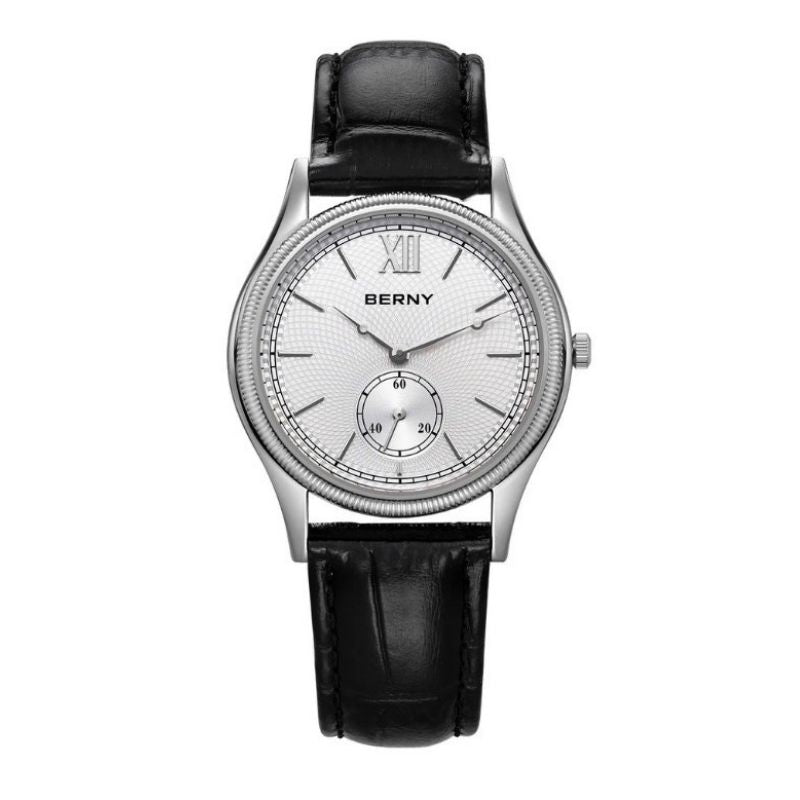 Vittorio Slim Dress Watch for Men - Classic 36mm Quartz with Black Leather Strap