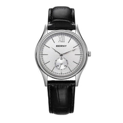 Vittorio Slim Dress Watch for Men - Classic 36mm Quartz with Black Leather Strap