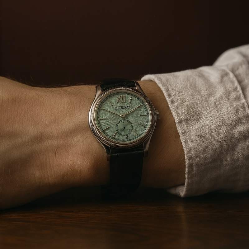 Vittorio Slim Dress Watch for Men - Classic 36mm Quartz with Black Leather Strap