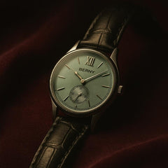 Vittorio Slim Dress Watch for Men - Classic 36mm Quartz with Black Leather Strap