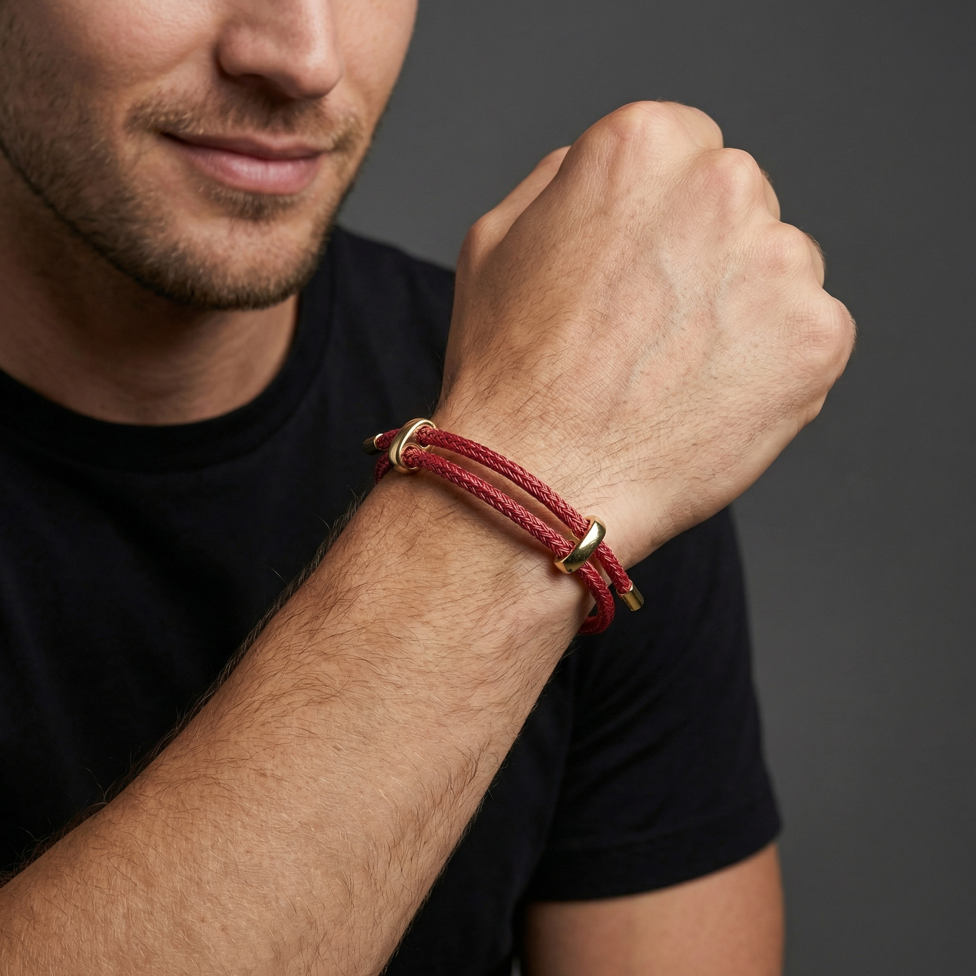 Vénir Men’s Rope Bracelet – Red Adjustable Design