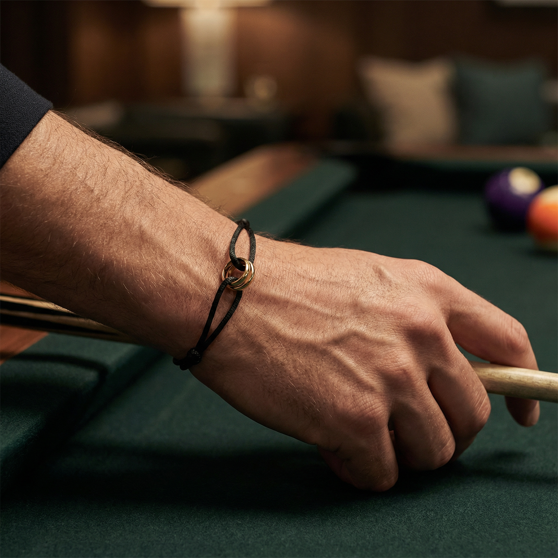 Liora Black Bracelet For Men – Adjustable Cord