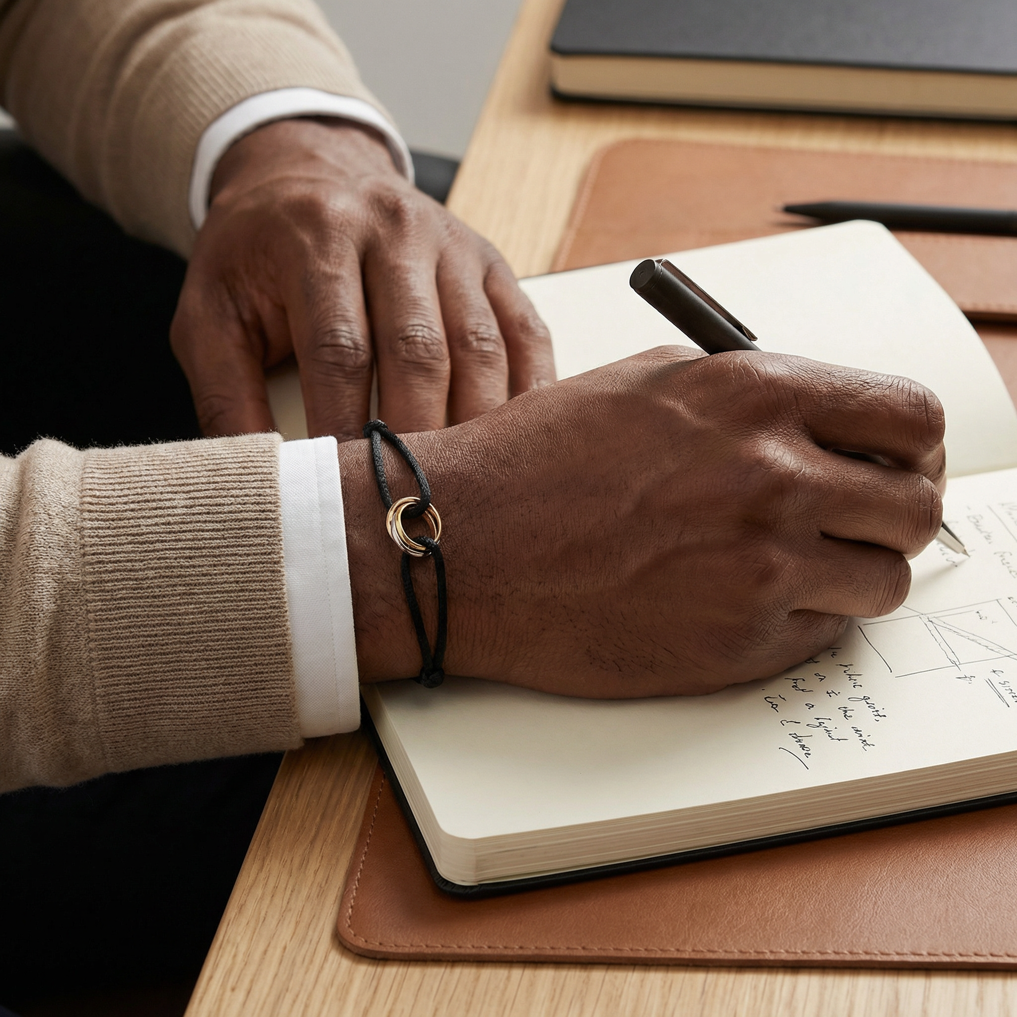 Liora Black Bracelet For Men – Adjustable Cord