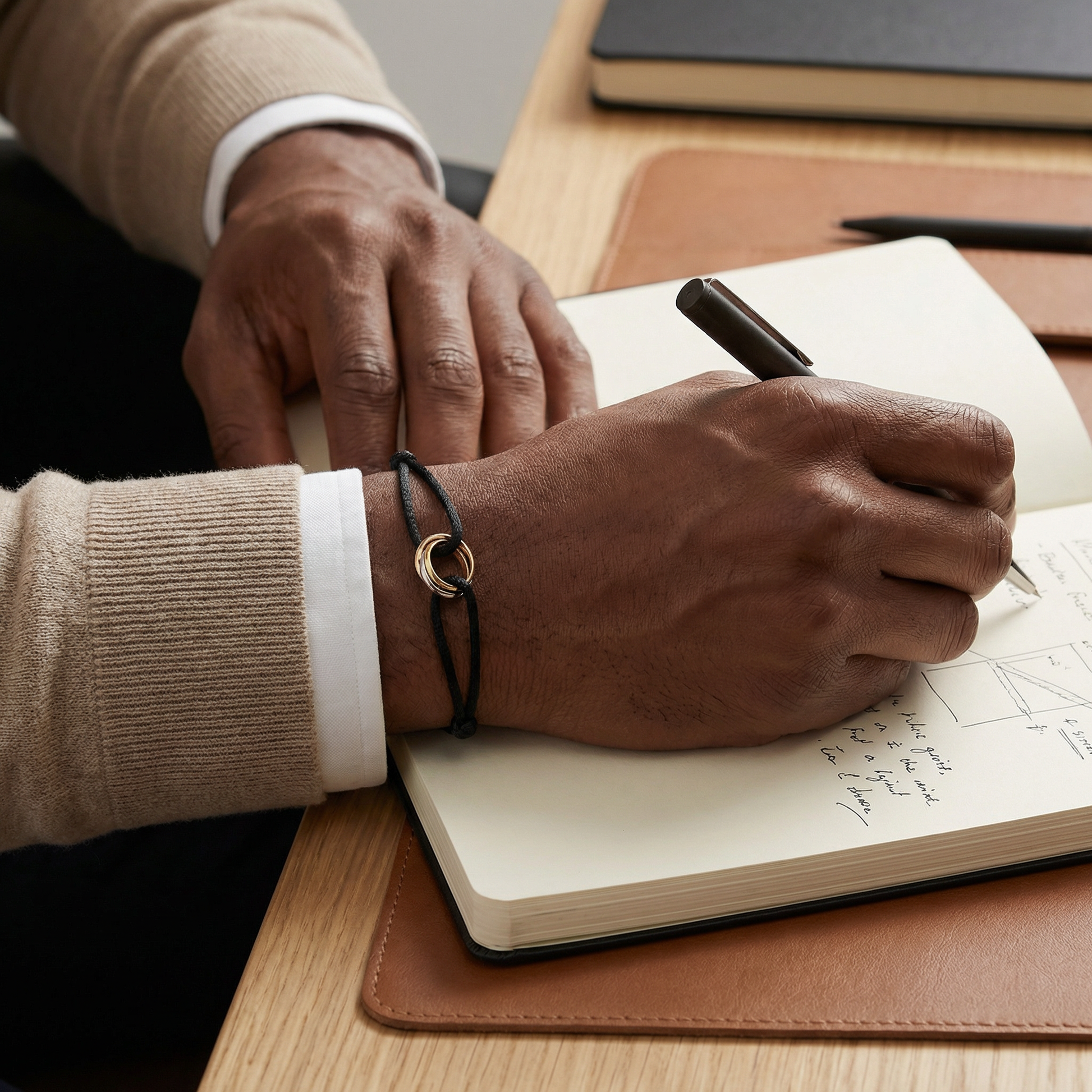 Liora Black Bracelet For Men – Adjustable Cord