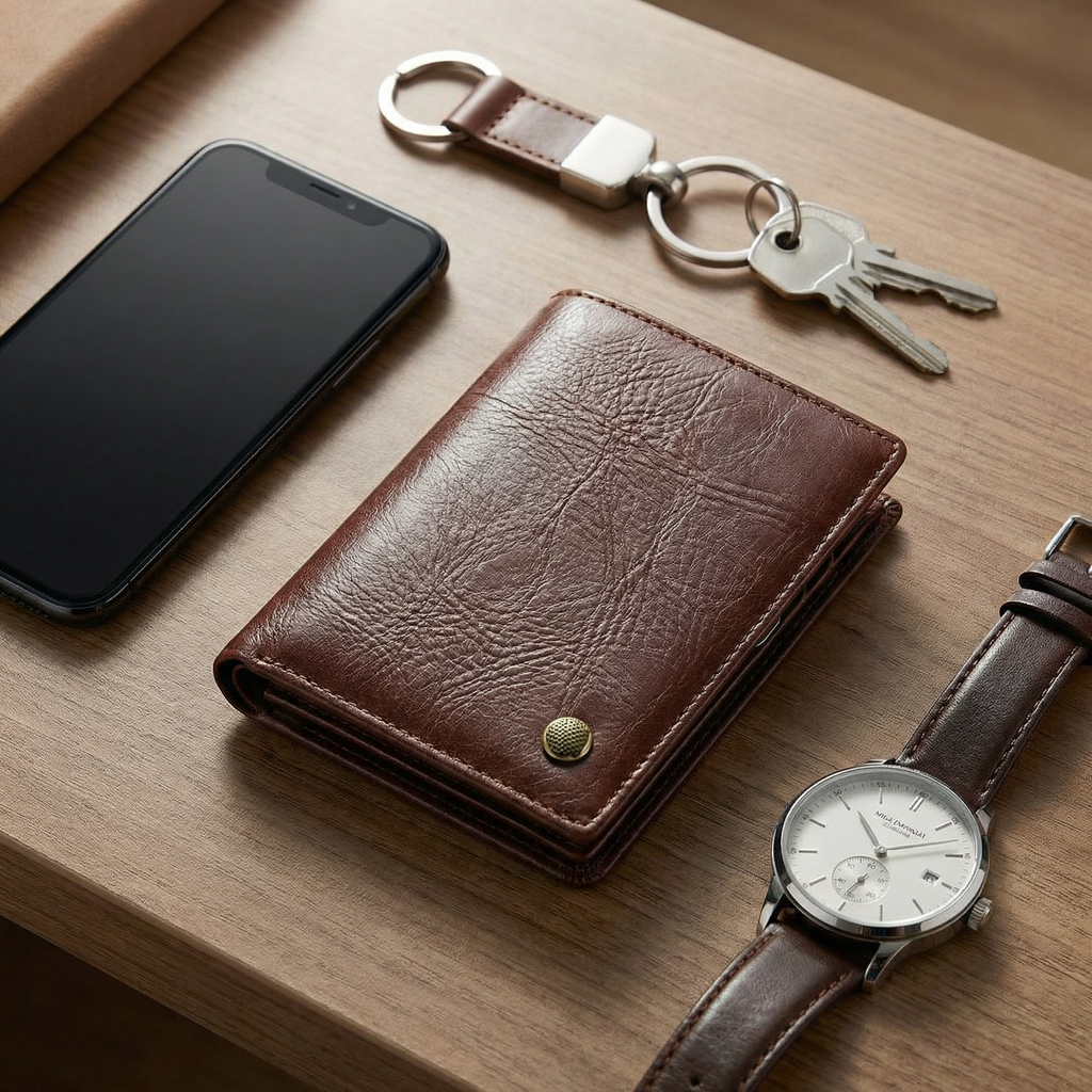 Carteira de Couro Premium Masculina – Dobra Clássica Marrom