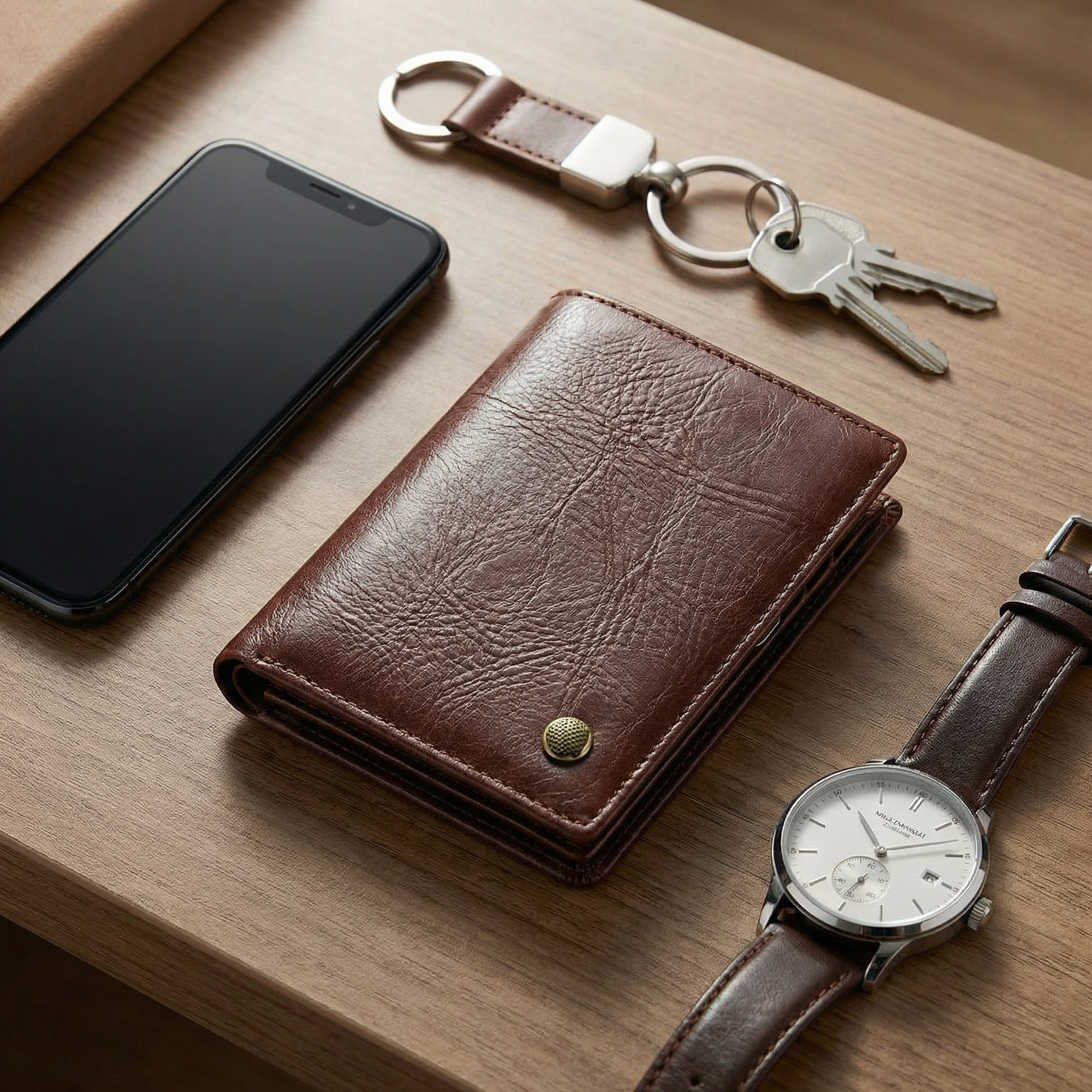 Men’s Premium Leather Wallet – Brown Classic Fold