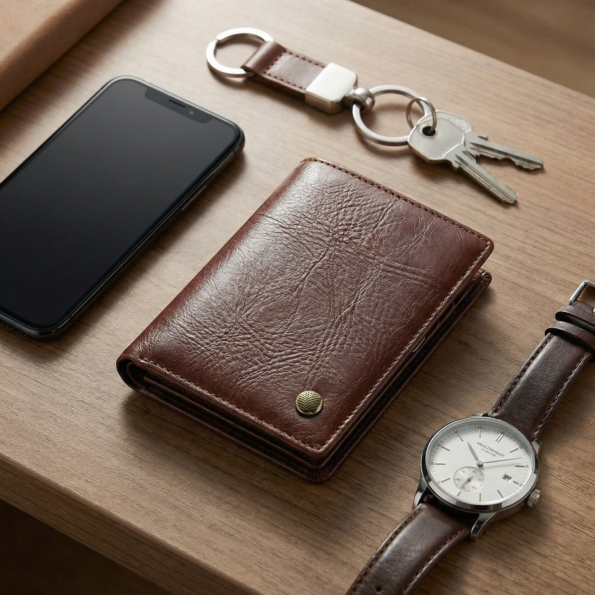 Carteira de Couro Premium Masculina – Dobra Clássica Marrom