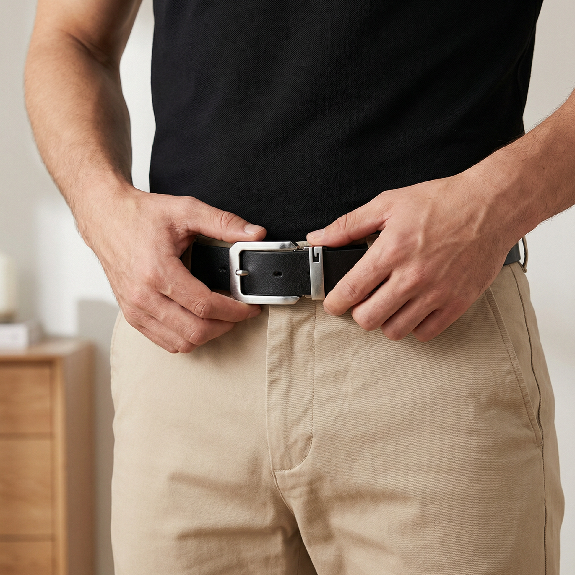 Sleek Adjustable Leather Belt – Modern and Stylish